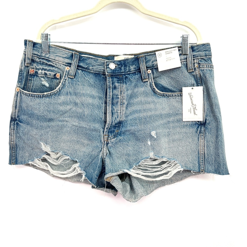 NEW Universal Thread high rise mini cut off shorts denim button fly boho 16